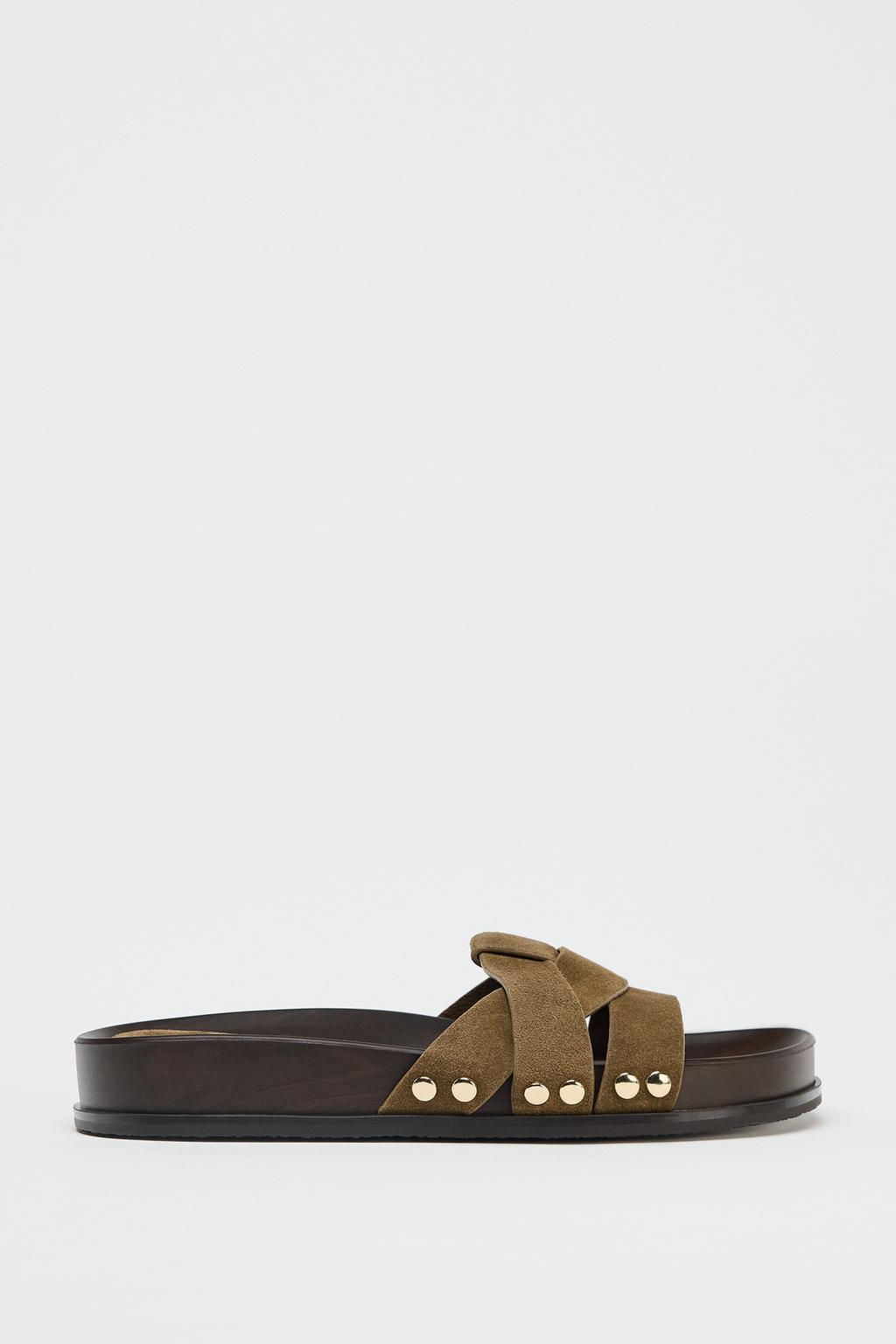 LEATHER SLIDER SANDALS - Zara фото 4