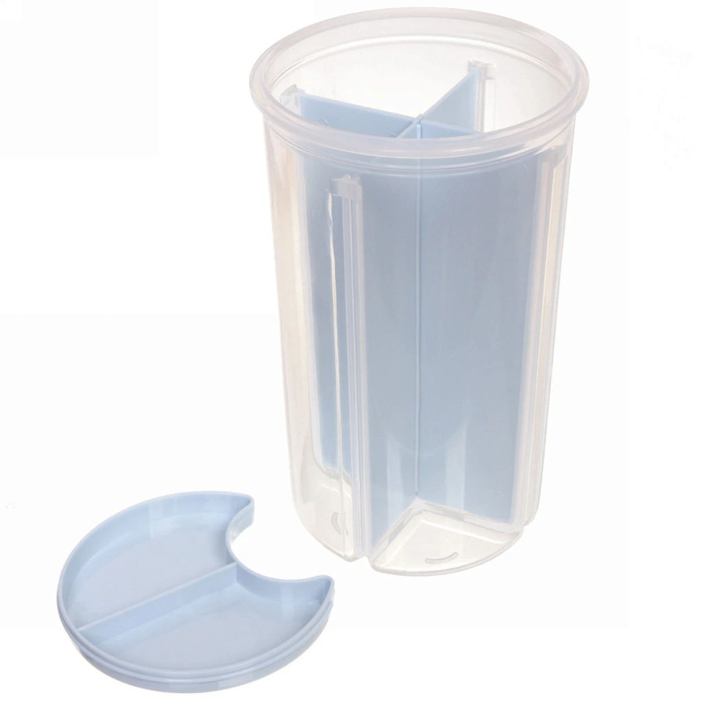 Банка для продуктов пластиковая на защелках с 4-мя отделениями 12*22см