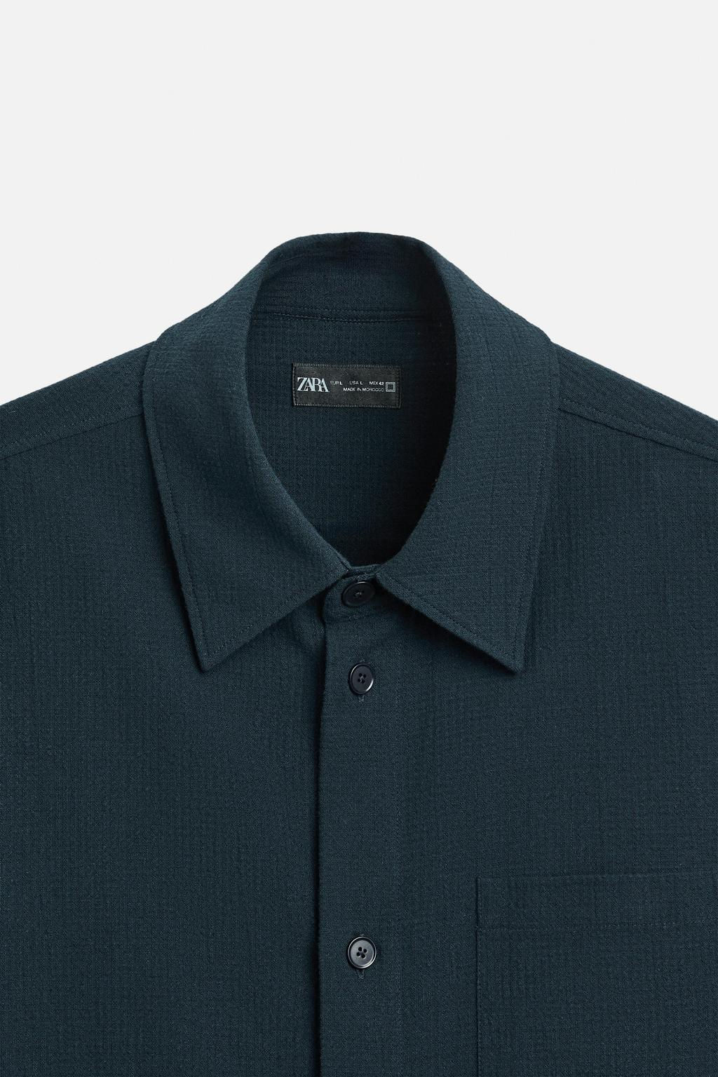 COTTON/LINEN SEERSUCKER OVERSHIRT - Zara фото 12
