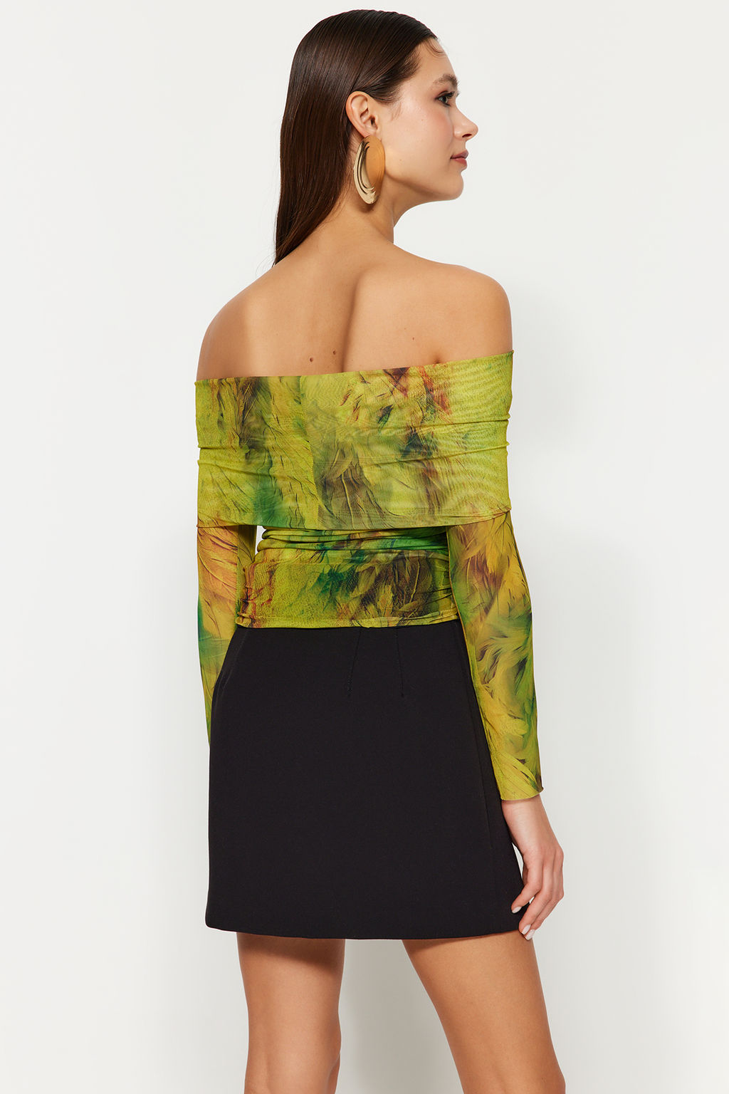 Trendyolmilla Cok Renkli Desenli Orme Tul Bluz TPRAW24BZ00094 фото 6