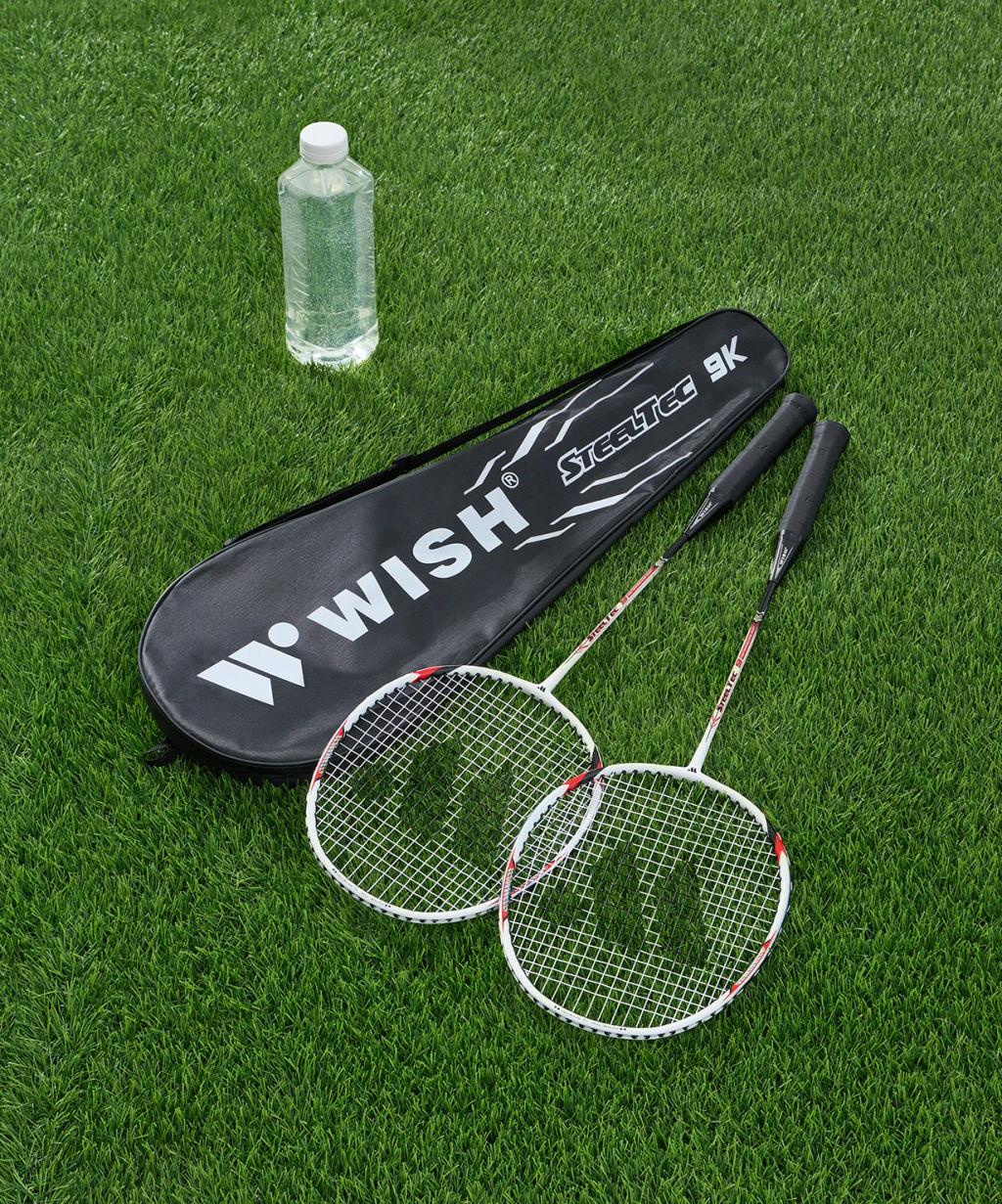Набор для бадминтона Wish Steeltec 9 (2 ракетки), белый/красный  фото 11