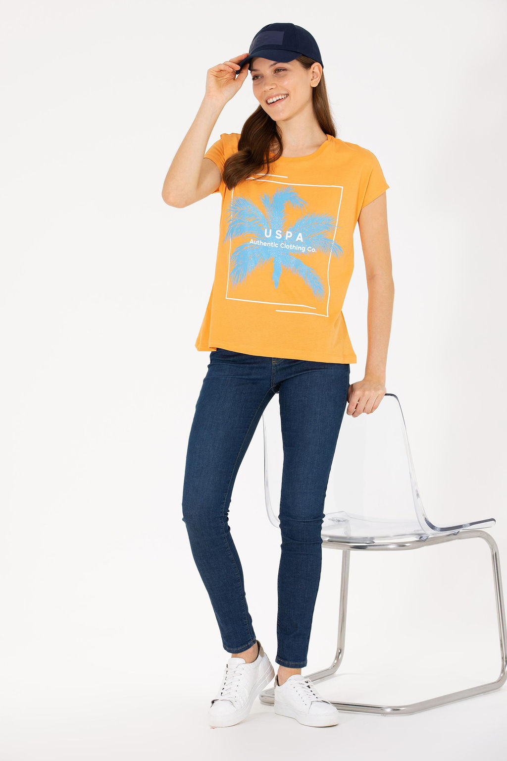 Женская оранжевая футболка - U.s. polo assn фото 4