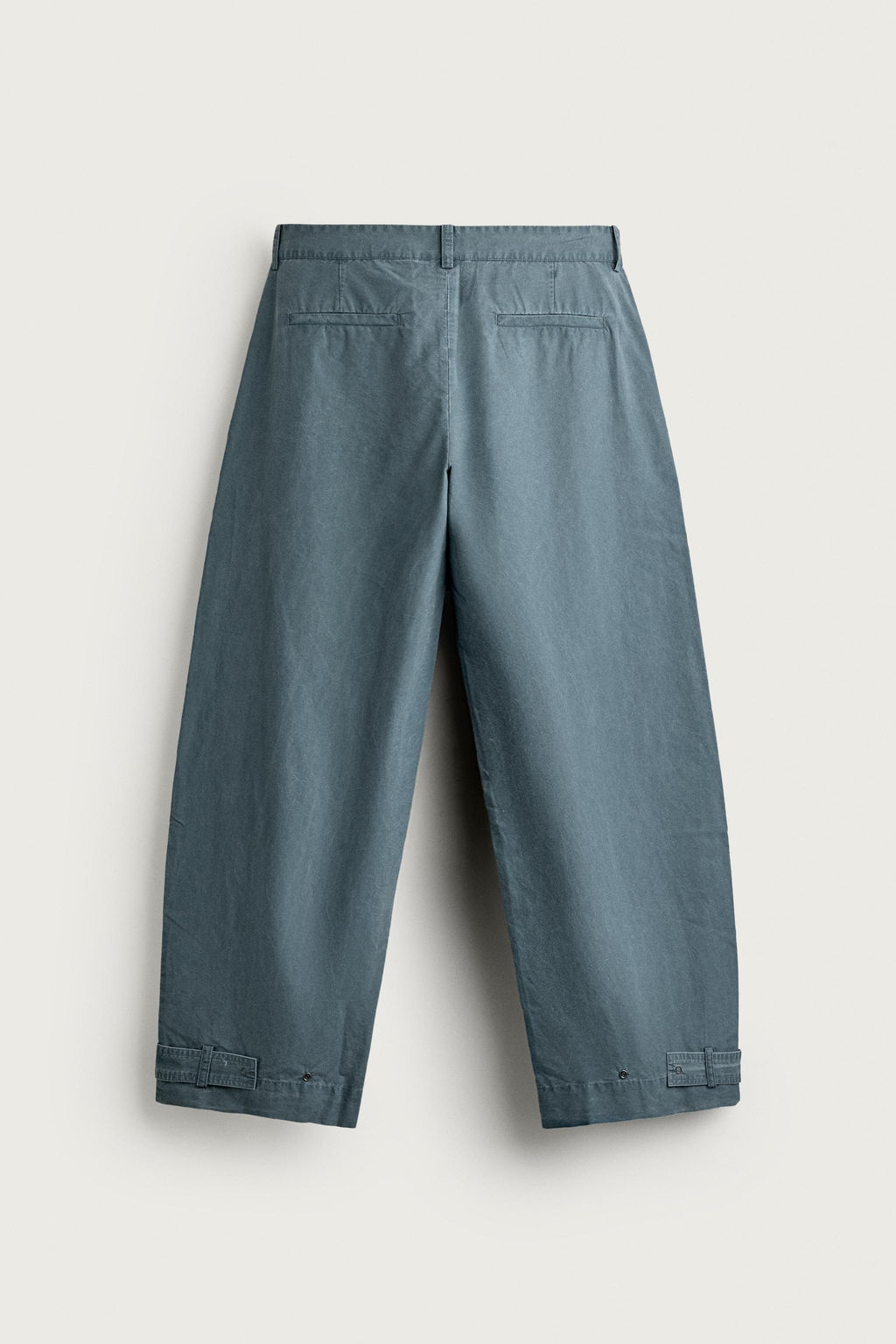 PANTAL?N LAVADO RELAXED FIT TRABILLAS / Verde azul