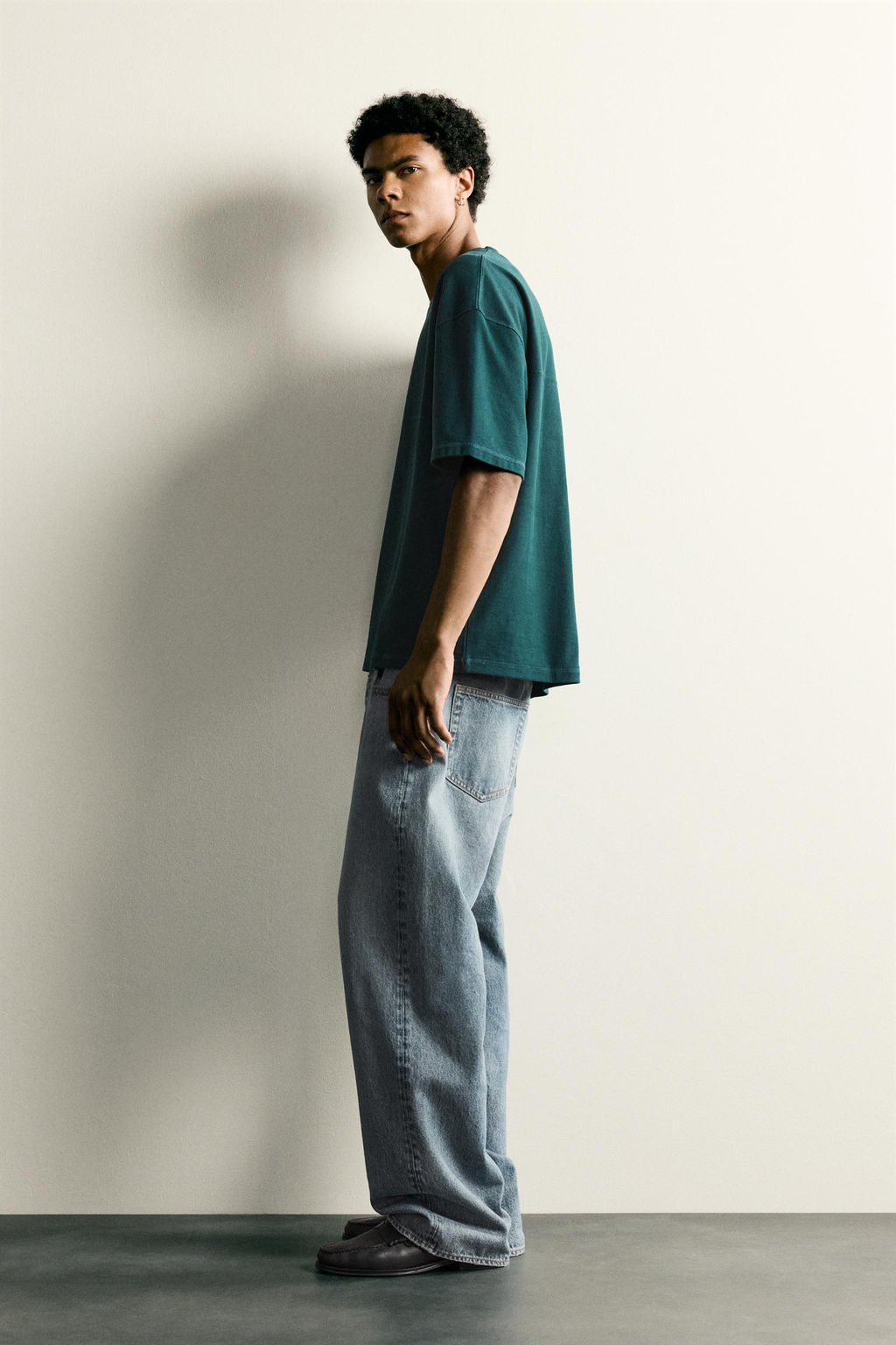 CAMISETA RELAXED FIT COSTURA / Verde azul - Zara фото 4