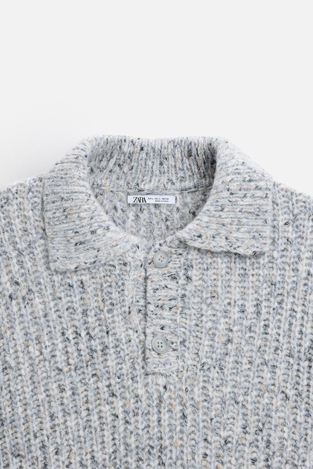 TEXTURED KNIT POLO SHIRT - Zara фото 8