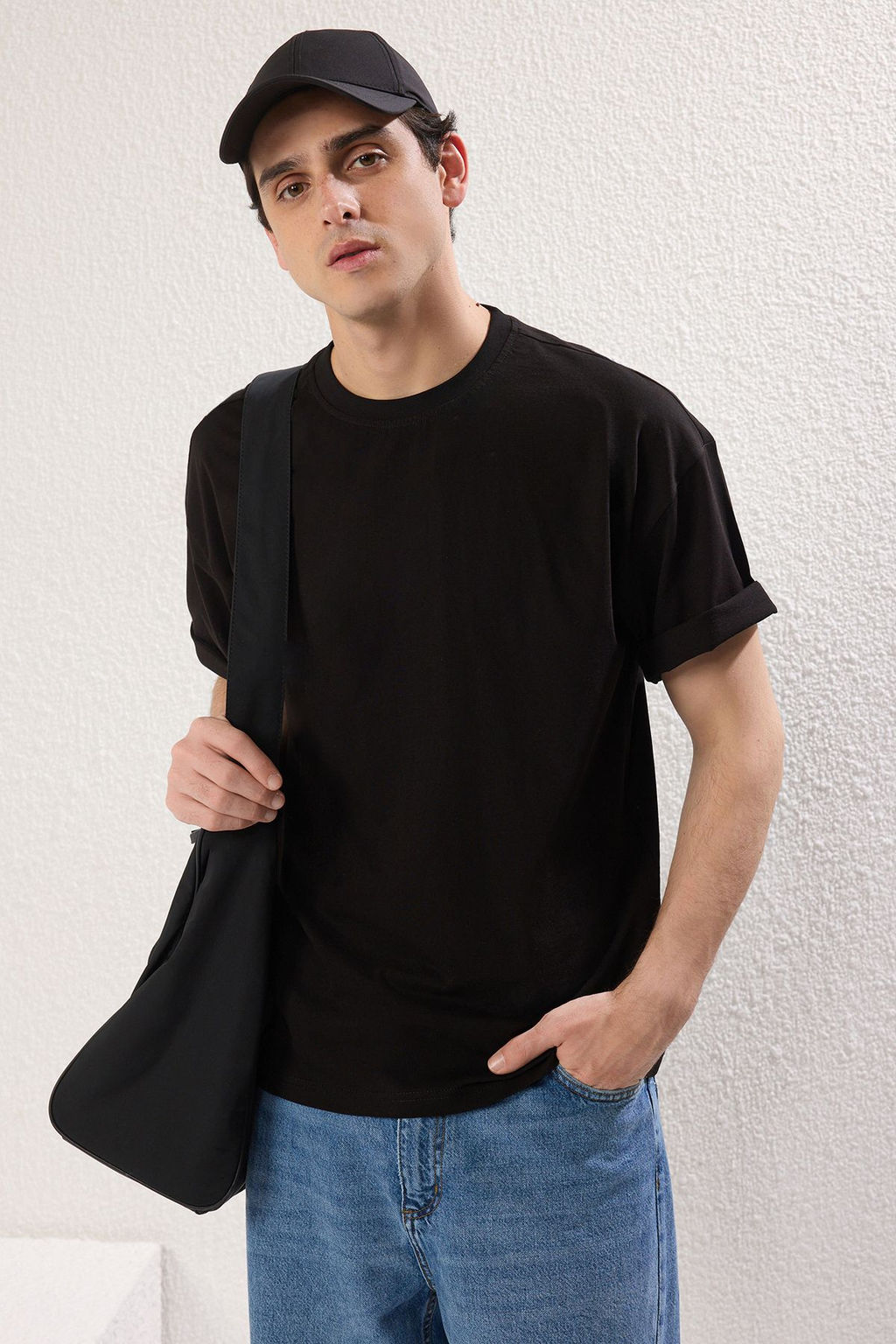 TRENDYOL MAN Beyaz-Siyah Oversize/Genis Kesim 2li Paket Kartal Bask?-Duz %100 Pamuk T-Shirt TMNSS25TS00214 - Trendyolmilla фото 9