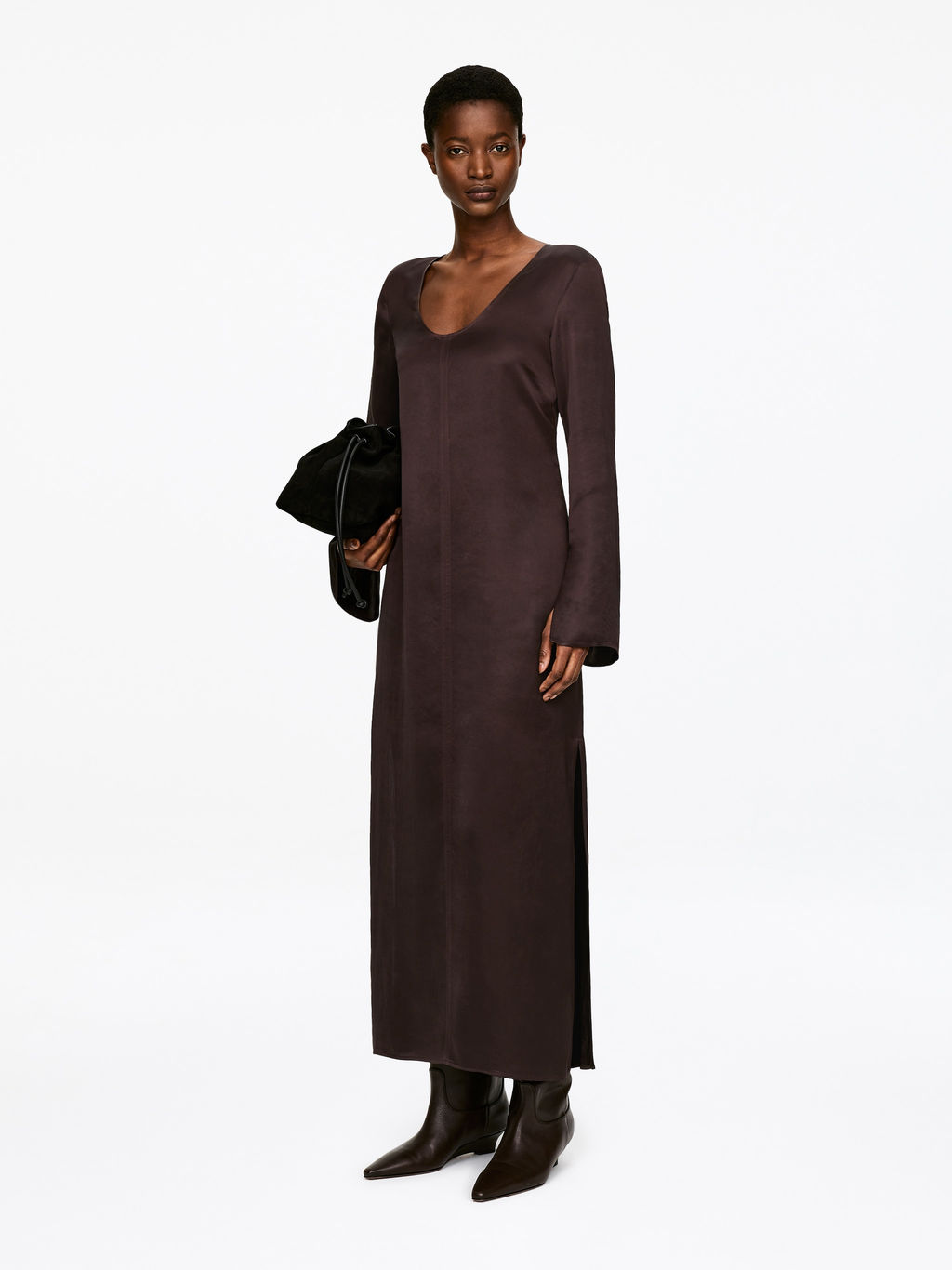 Vestido de sat?n con escote redondo - H&m фото 3