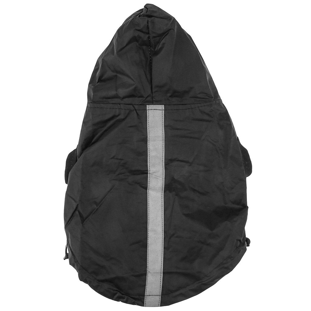 Пэт тойс (Pet toys) Одежда для собаки Плащ с капюшоном, на липучке, светоотражающая полоска, р-р L, длина спинки 30см/обхват груди 44см/обхват шеи 32см, цвет-черный, плащевка (Китай) - Домашняя мода фото 5