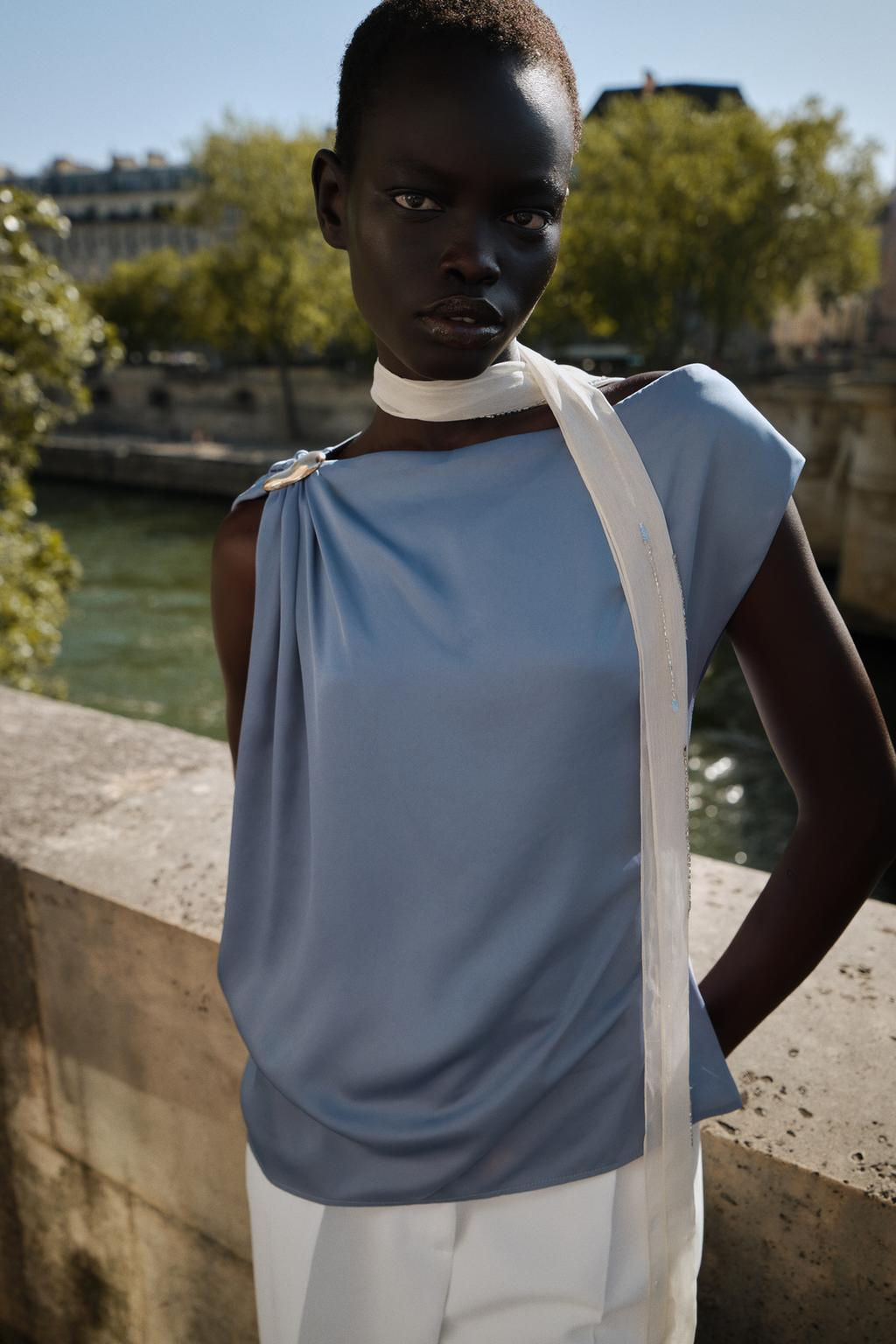 SATIN TOP WITH HARDWARE - Zara фото 4