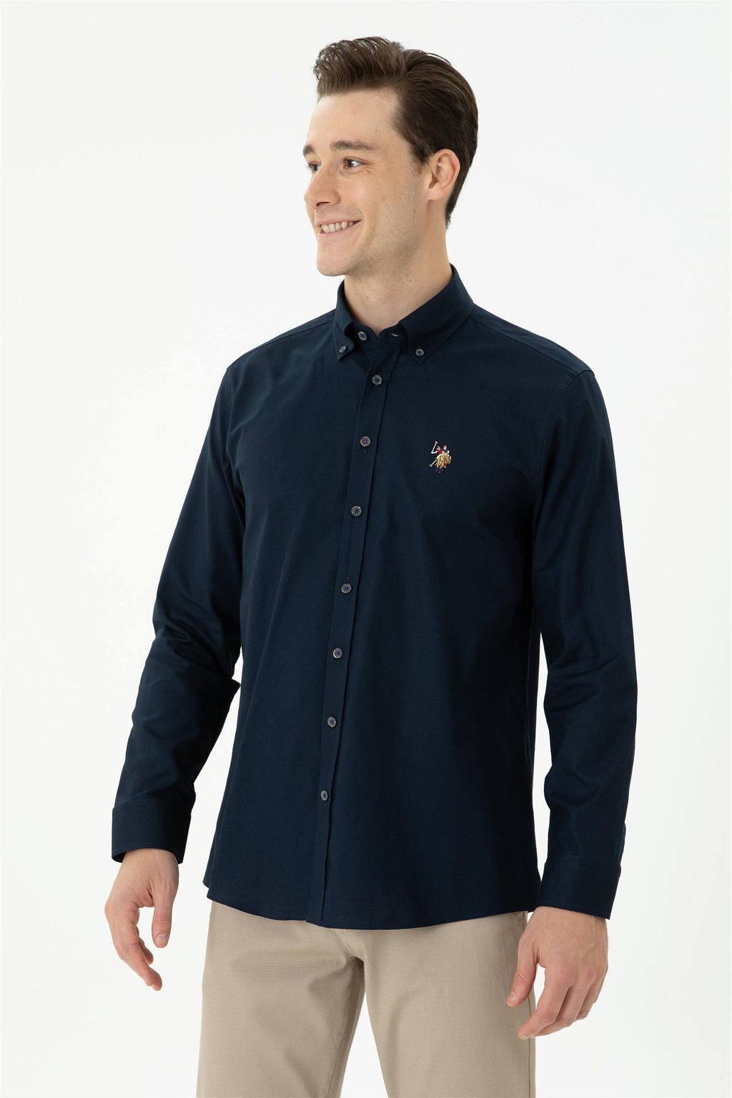 U. S. Polo Assn / Мужская темно-синяя базовая рубашка с длинным рукавом - U.s. polo assn фото 2