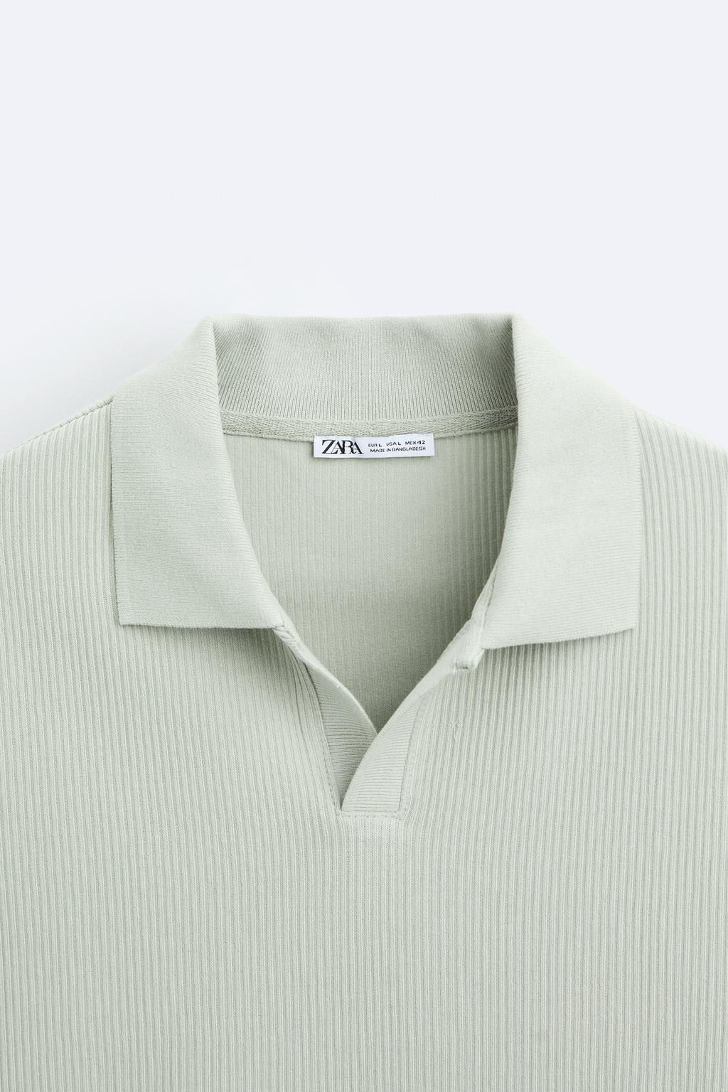 TEXTURED POLO SHIRT WITH RIBBED TRIMS - Zara фото 27
