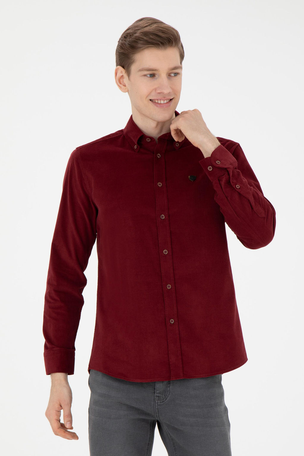 U. S. Polo Assn / Мужская бордовая рубашка с длинным рукавом - U.s. polo assn фото 10