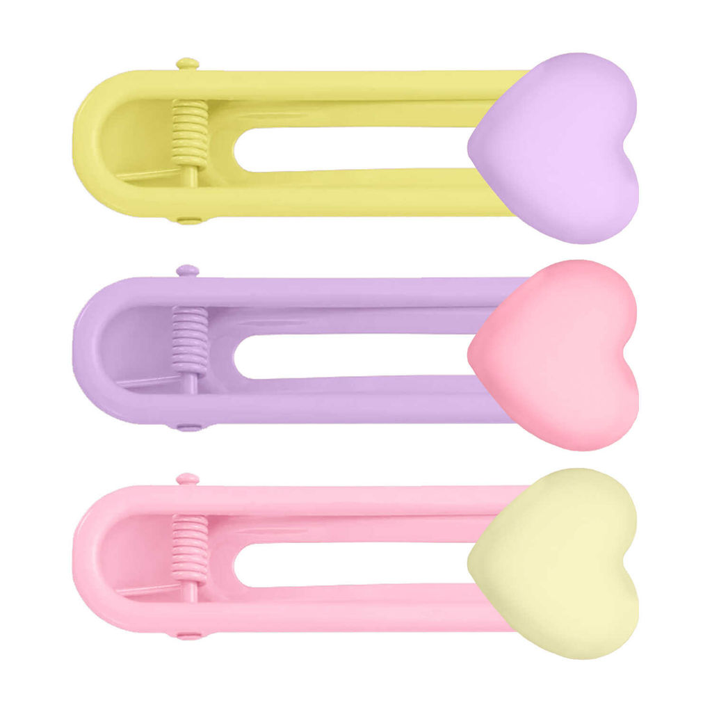 Набор заколок для волос зажим, арт. 71789 / 10 СЕРДЕЧКИ (в наборе: 3шт., 5,9 см, черный металл, по