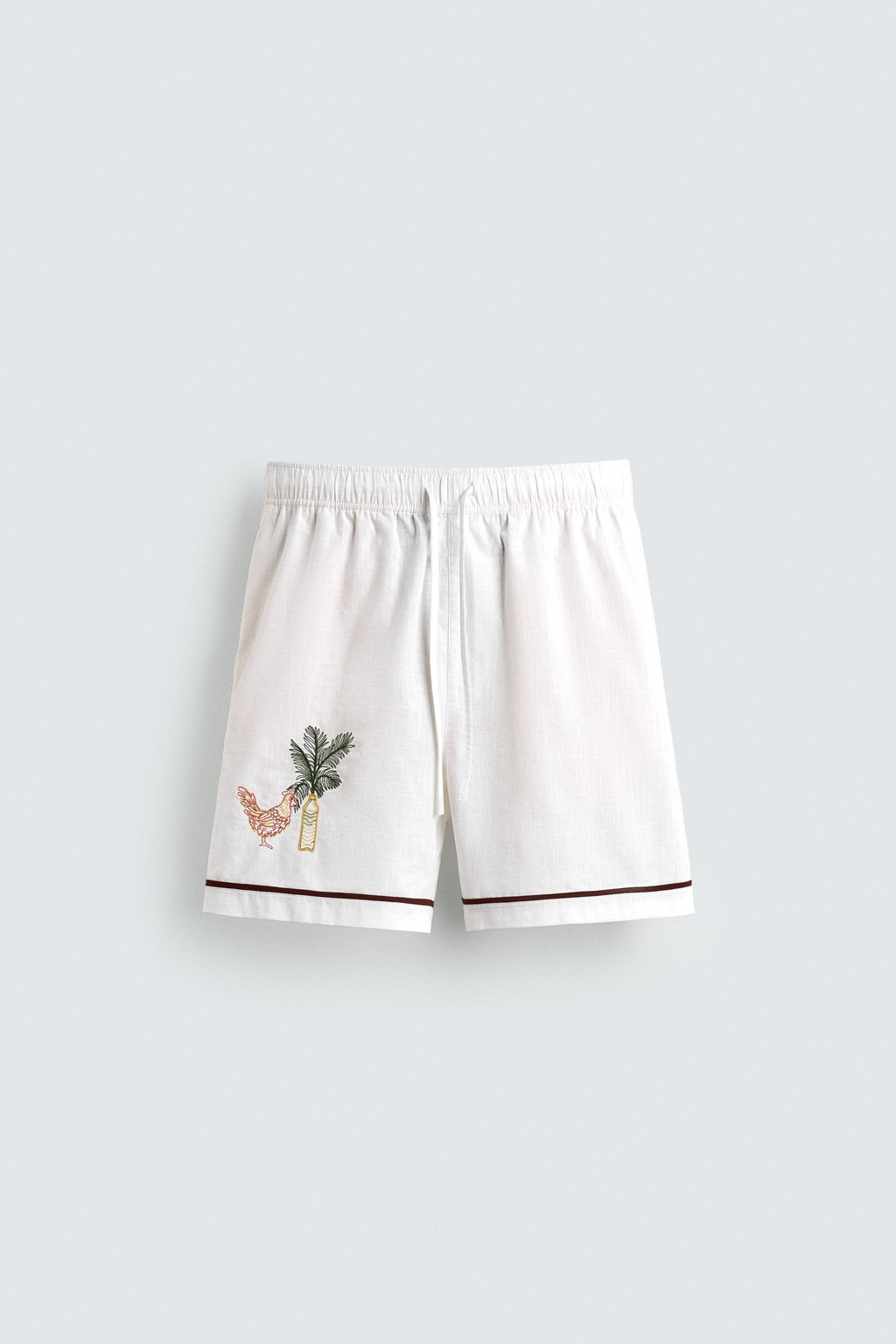 BERMUDA RELAXED FIT BORDADOS CONTRASTE / Crudo - Zara фото 8