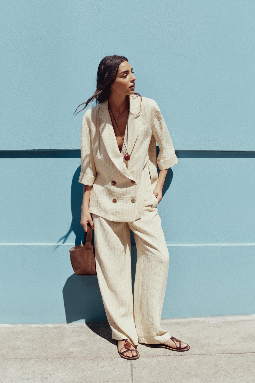 STRIPED DOUBLE-BREASTED BLAZER - Zara фото 8