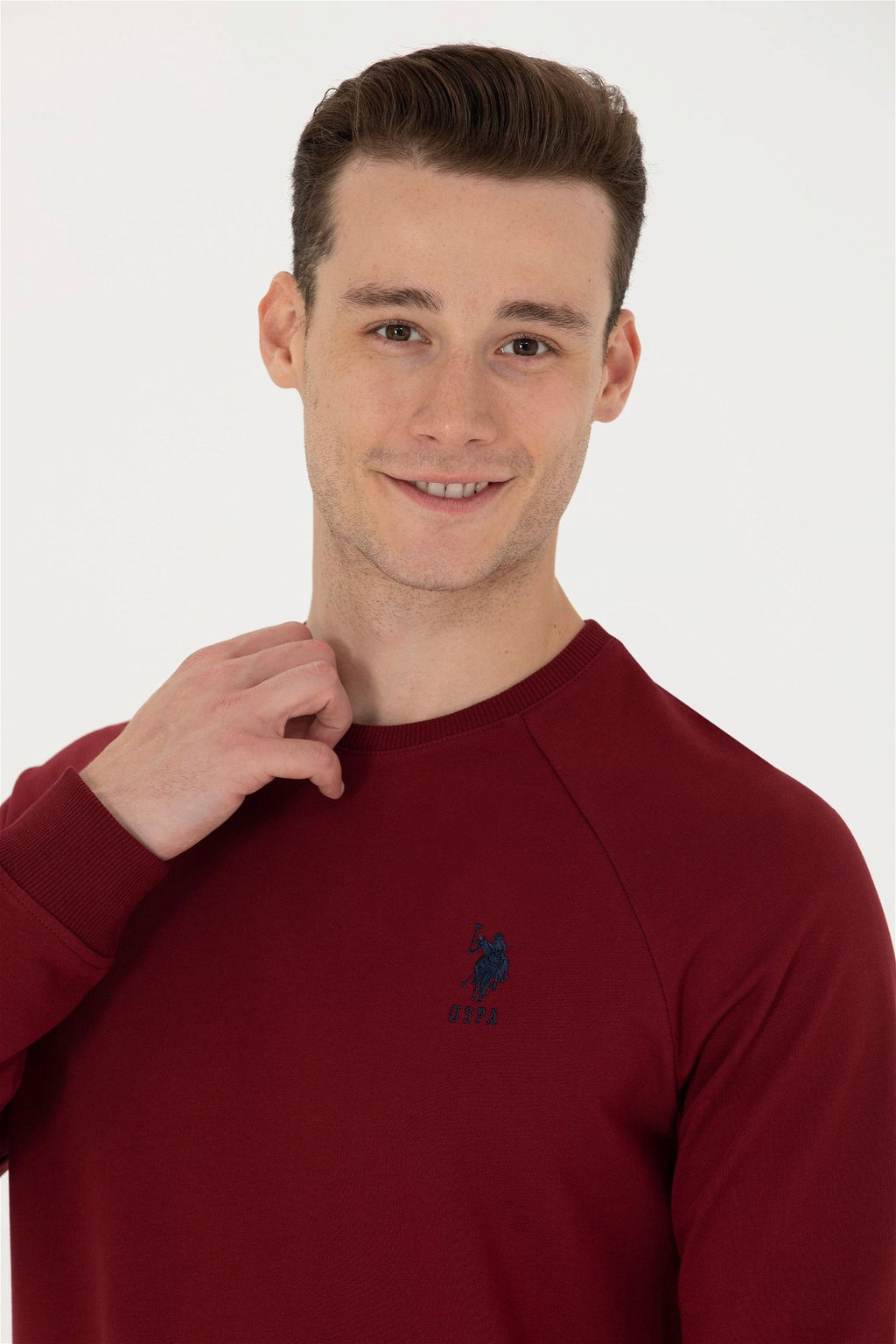 U. S. Polo Assn / Мужской бордово-красный базовый свитшот - U.s. polo assn фото 2