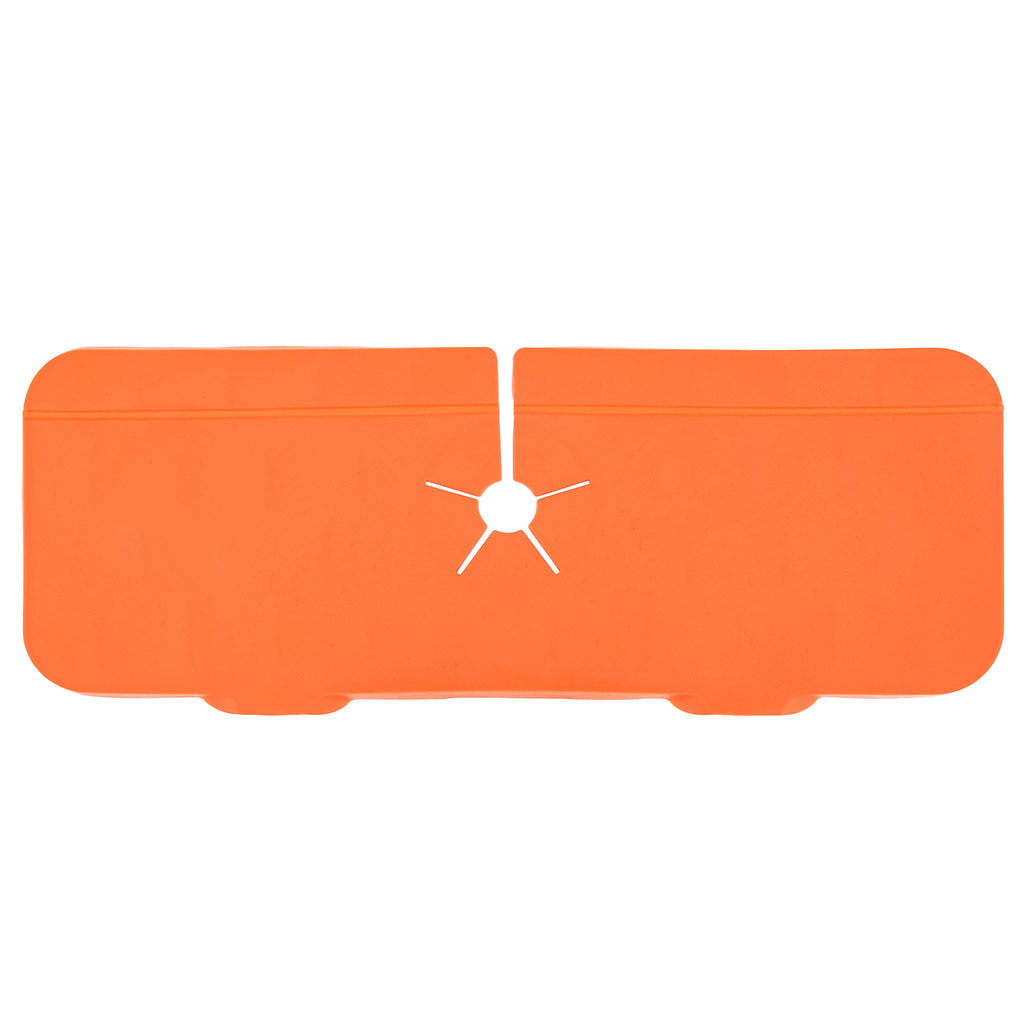 Коврик-оргнайзер силиконовый для раковины на кран/смеситель 37,5х14х0,8см, цвета в ассортименте: серый, оранжевый, в п/эт пакете (Китай) - Домашняя мода фото 5