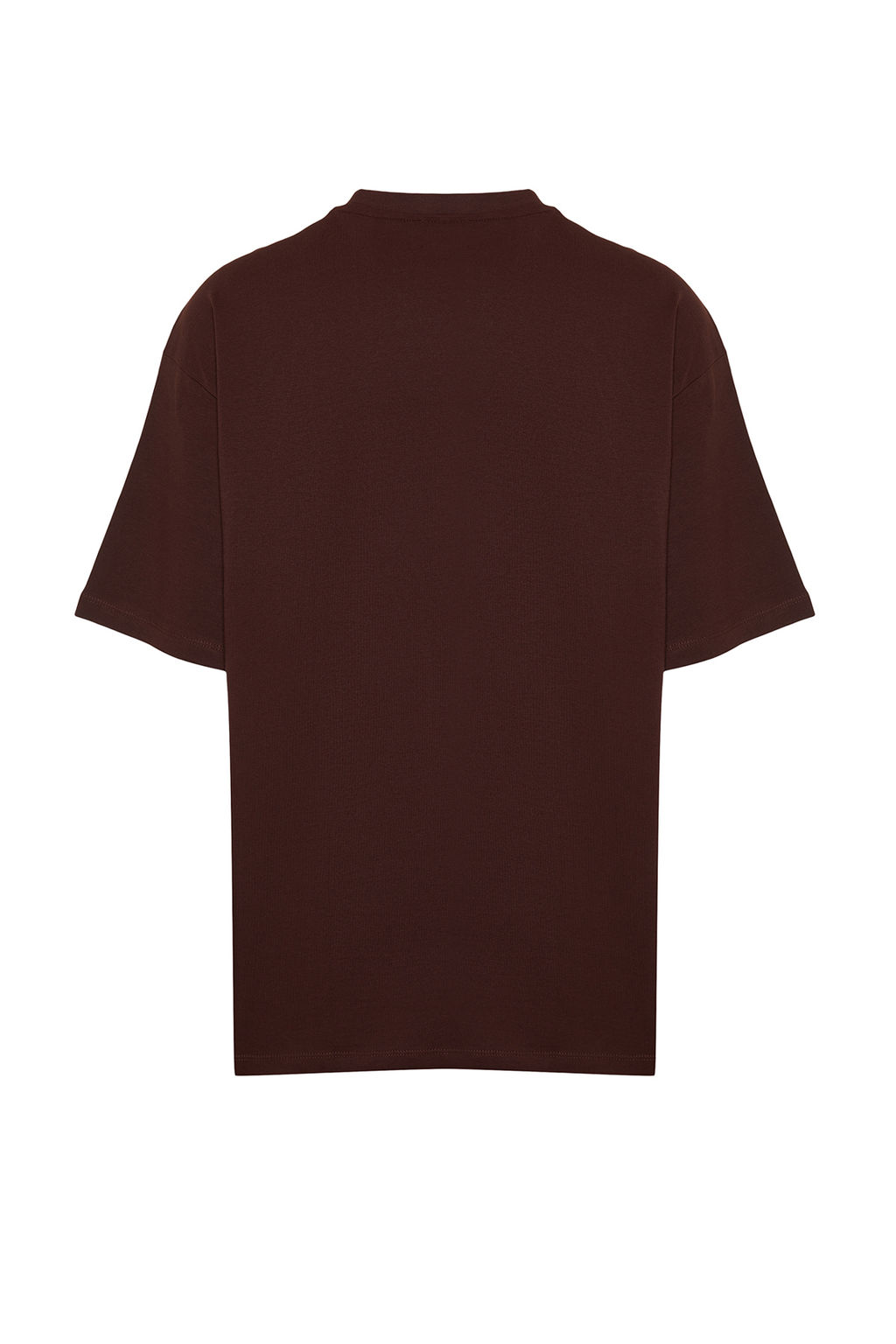 Koyu Kahverengi Oversize/Genis Kesim %100 Pamuklu Minimal Yaz? Bask?l? T-Shirt TMNSS23TS00084