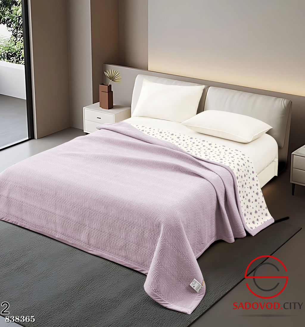 Плед покрывало велюр и хлопок