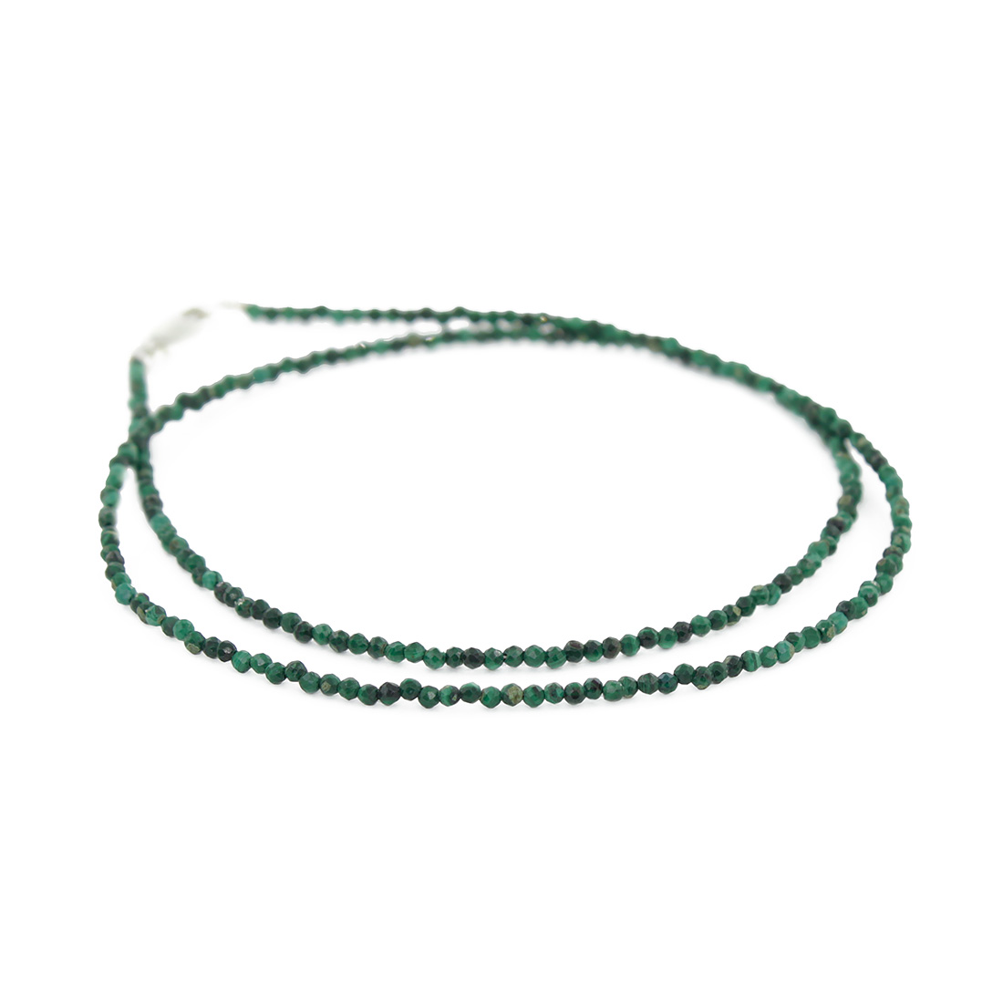 Малахит (Заир) 2мм, гранёные бусины, бусы "Искра" длиной 47см