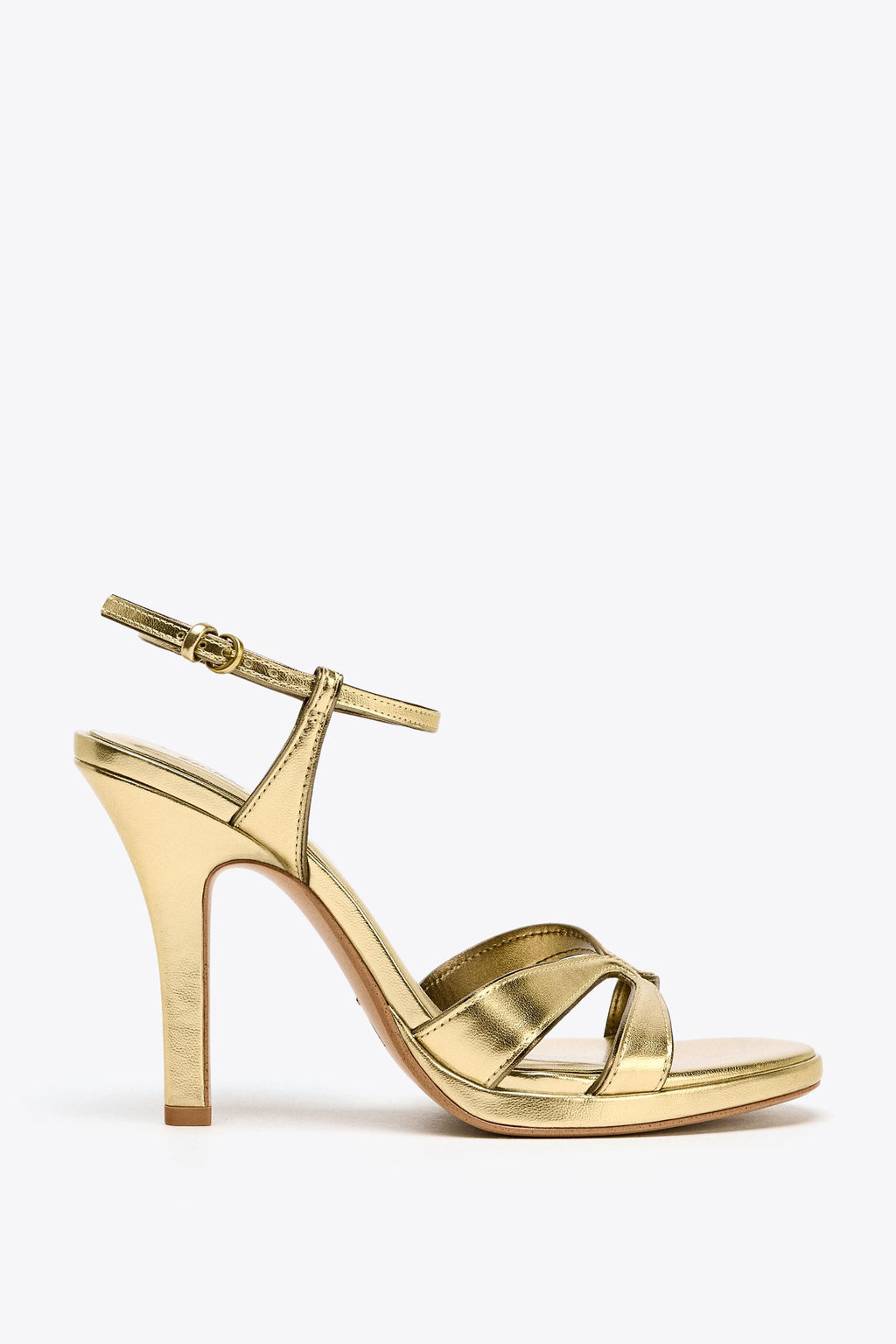 METALLIC-EFFECT HIGH-HEEL SANDALS - Zara фото 10
