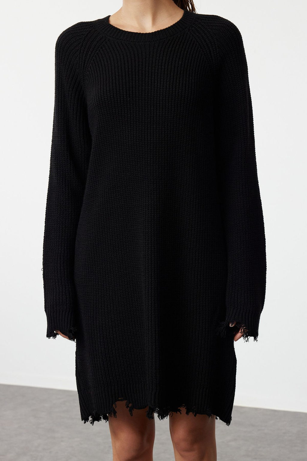 TRENDYOLMILLA Haki Mini Triko Genis Kal?p Ak?tma Detayl? Duz Elbise TWOAW24EL00113 фото 18