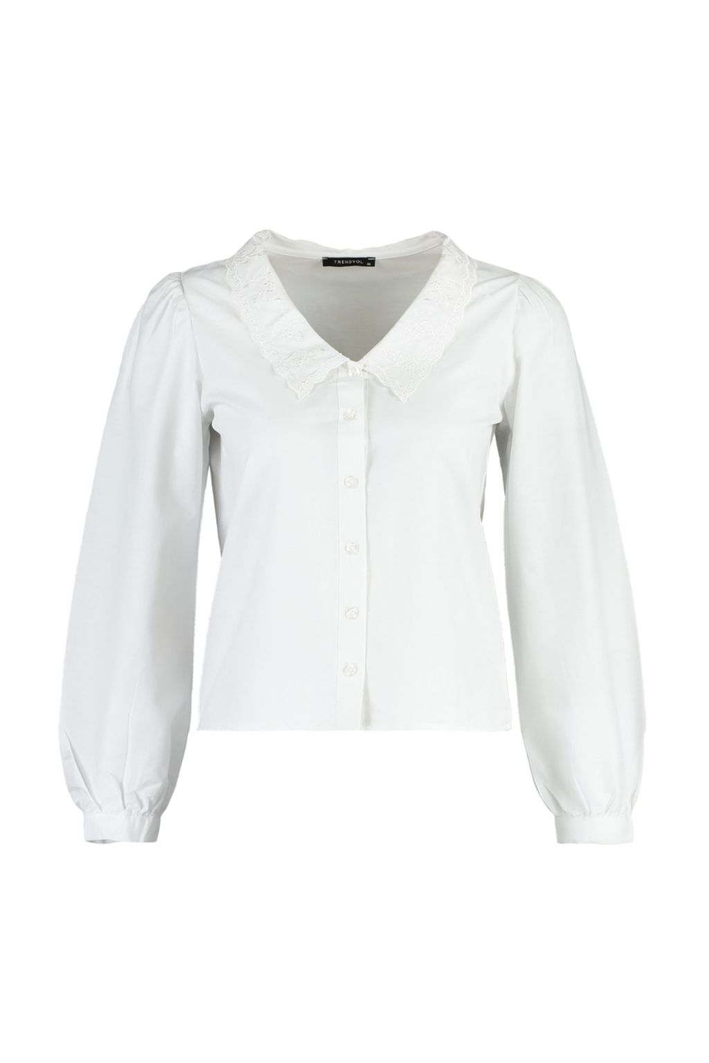 TRENDYOLMILLA Beyaz Yakas? Islemeli Nak?s Detayl? Regular Normal Kal?p Pamuklu Dokuma Gomlek TWOAW21GO0005  фото 11