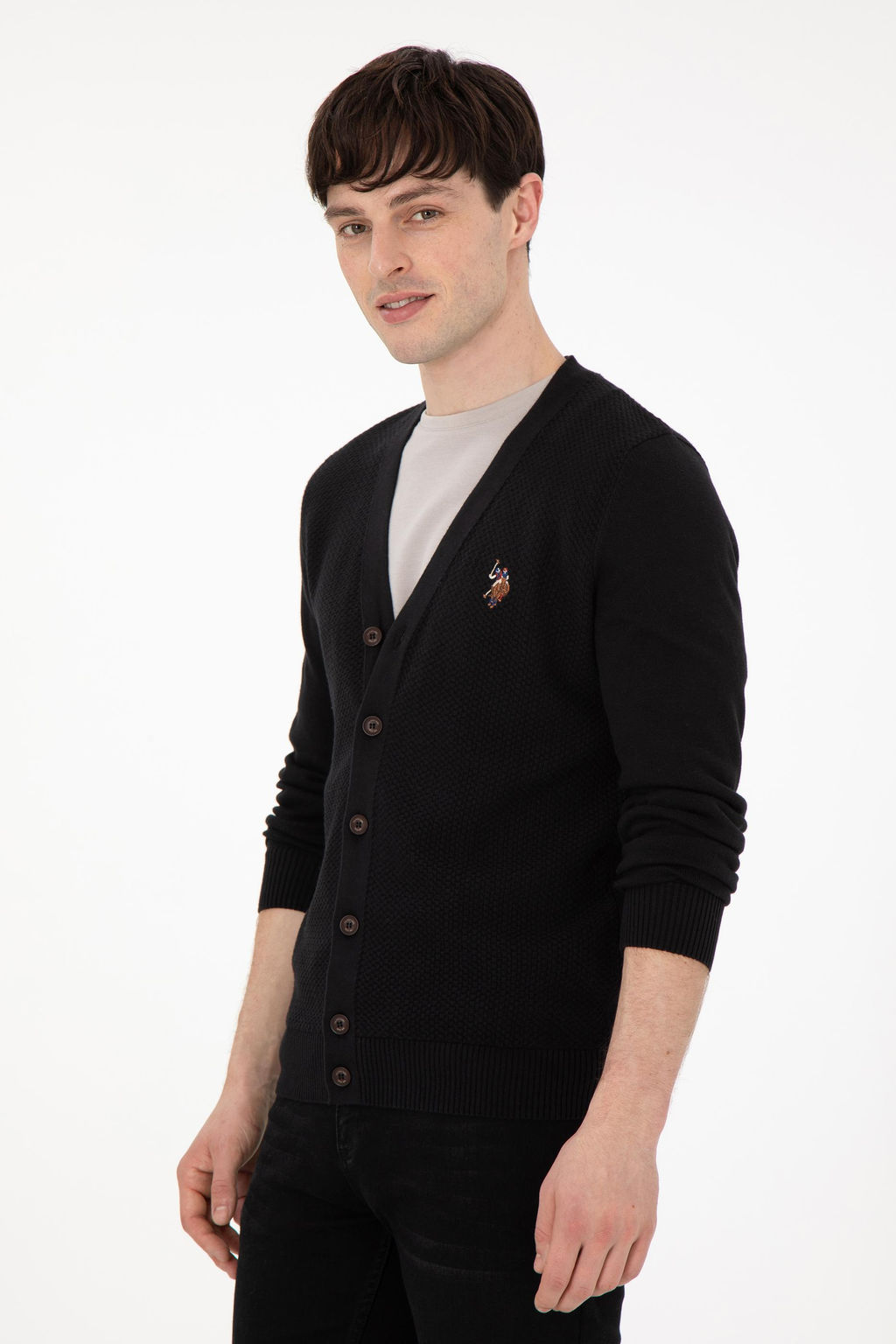 Мужской черный базовый трикотажный кардиган Неожиданная скидка в корзине - U.s. polo assn фото 10