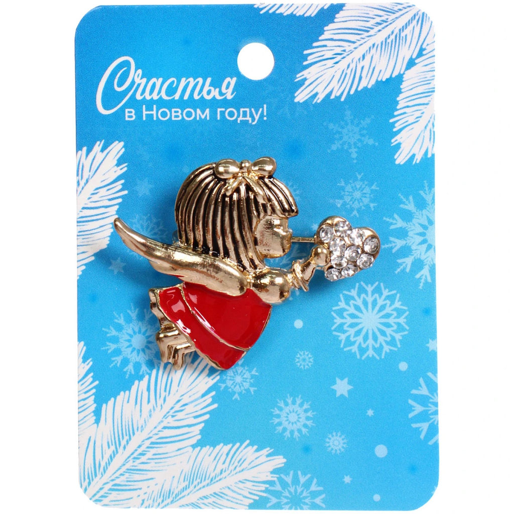 Цена за 3 шт. Брошь "Зимняя сказка - Ангелочек" 3,7*3см